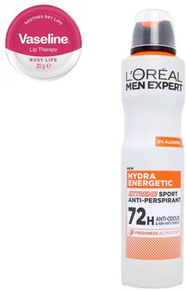 Vaseline ROSY LIPS AND LOREAL MEN HYDRA ENERGETIC DEODORANT COMBO ( IMPORTED )