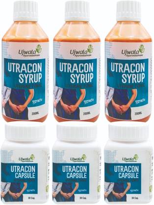 UJWALA AYURVEDASHRAM Utracon Syrup and Utracon Capsule Kit for One Month