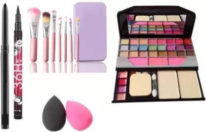 RVLIPS Kajal & 36H Eyeliner,Beauty Blender Puff Makeup Brushes Makeup kit 6155