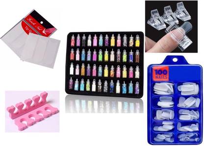 Ajora 48 3D NAI GLITTER, NAIL CLIP SET, NAIL TIP GUIDE, ARTIFICIAL NAIL, NAIL SAPERTOR