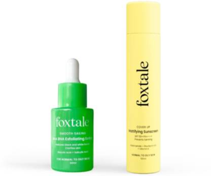 Foxtale Oil + Acne Control Duo | AHA BHA Exfoliating Serum 30ml + Matte Sunscreen 50ml