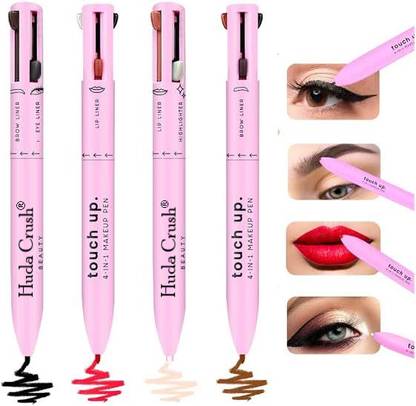 HUDA CRUSH Beauty Draw 4in1 Makeup Pen Lip Liner, Eye Liner, Highlighter, Eye Brow Liner Pen