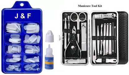 J & F Artificial Empress Curve Nails With Glue & 16 in 1 Manicure Tool Kit