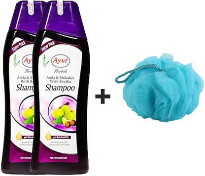 AYUR HERBALS Amla & Shikakai With Reetha Shampoo 200ml(Pack Of 2) 1 price loffah