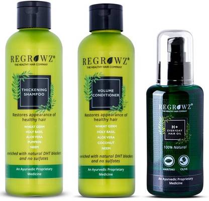 REGROWZ THICKING SHAMPOO 225ML | VOLUME CONDITIONER 200ML | H+EVERY HAIR OIL 100ML |