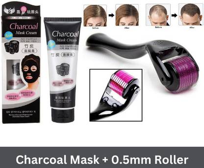 SIYDHA Original Derma Roller 0.5mm Combo With Charcoal Face Peel Mask For All Skin Types
