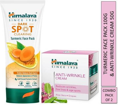 HIMALAYA dark spot clearing turmeric face pack 100g & anti-wrinkle cream 50g