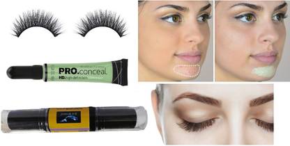 SEUNG NEW COMBO GREEN COLOR CORRECTOR CONCEALER WITH CONTOUR STICK & EYELASH