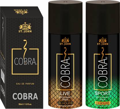 ST-JOHN Cobra Deodorant Sport 150ML and Cobra Live 150ML & Cobra 30ML Gift Pack