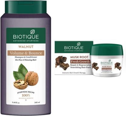 BIOTIQUE WALNUT SHAMPOO 340 ML MUSK ROOT HAIRMASK 175G
