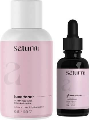 saturn by ghc Vitamin C Glow Serum (30ml) With Face Toner (150ml), Natural Facial Cleanser & Glowing Skin