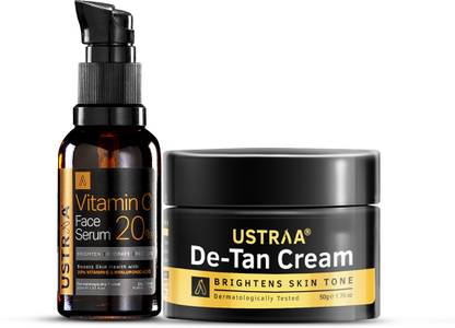 USTRAA De-Tan Face Cream - Effective Tan Removal & Vitamin C Face Serum