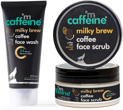 mCaffeine Coffee Face Wash & Scrub Combo, Reduces Acne Pimple & Tan, Gives Glowing Skin