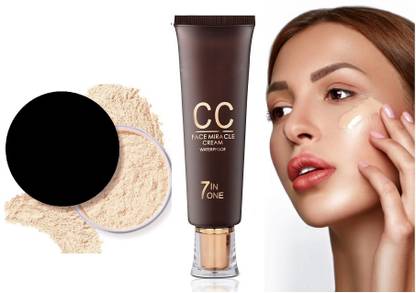 YAWI lightweight formula foundation & compact loose powder makeup combo kit