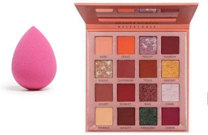 INDIANA HUDA Beauty Glazed Desert Eyeshadow Palette with Makeup puff,sponge,Blander