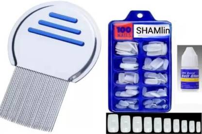 SHAMlin Stainless Steel lice comb with Artificial Nails & Glue