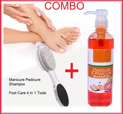 KAIASHA Manicure Pedicure Shampoo +Use this 4-in-1 pedicure foot scrubber to help clean and smooth skin for a beautiful feet
