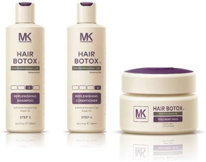 MK Professional Professional Botox Hair Treatment Combo Replenishing Shampoo, Conditioner 300ml Each & Mask 200ml