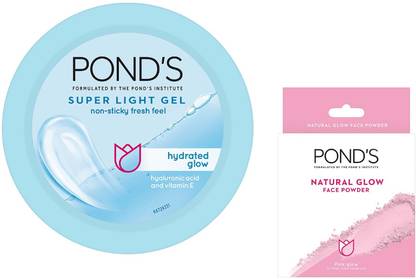 POND's Super Light Gel, Oil-free Moisturizer, 100ml & Natural Glow Face Powder, Pink Glow - 30G