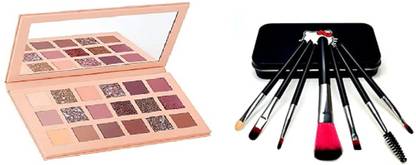 ZOXITAV Combo Of 18 color Eye Shadow Palette With 7 Piece Brush Set Black