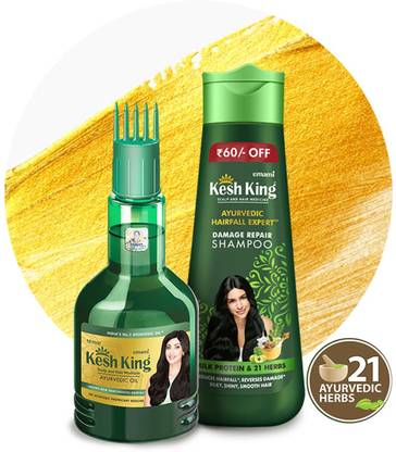 Kesh King Ayurvedic Oil 300ml + Damage Repair Shampoo 340ml  (2 Items in the set) at Rs. 356