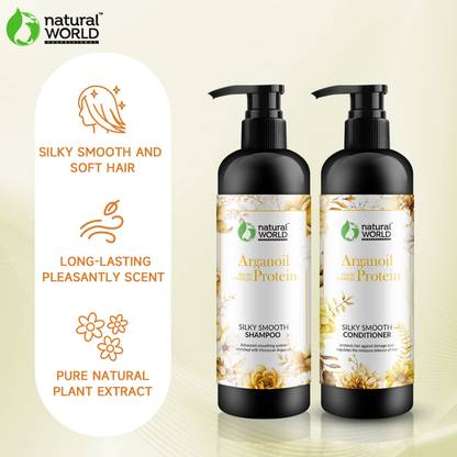 Natural World PROFESSIONAL SILKY SMOOTH SHAMPOO AND CONDITIONER 500 ML COMBO