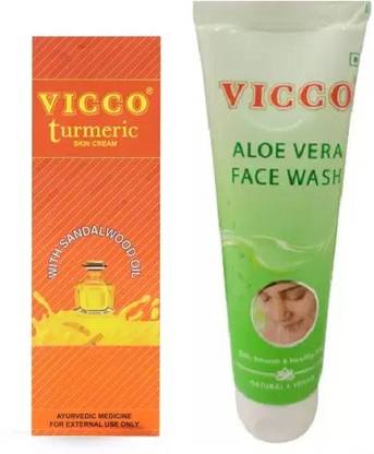 VICCO Turmeric Cream 70g & Aleovera Face Wash 70g