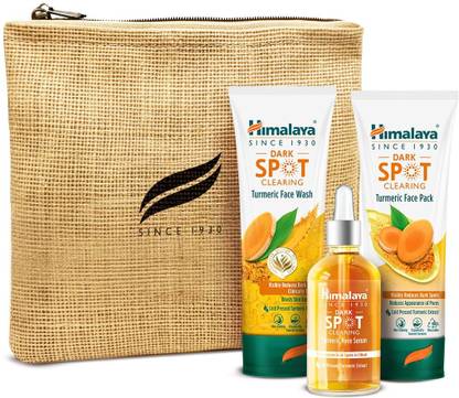 HIMALAYA Dark Spot Clearing Turmeric Kit (Facewash + Face Pack + Serum) | 100% Organically sourced Svarasa Turmeric