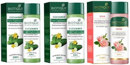 BIOTIQUE Rose (1) & Cucumber Toner (2) 120Ml (Pack Of 3)