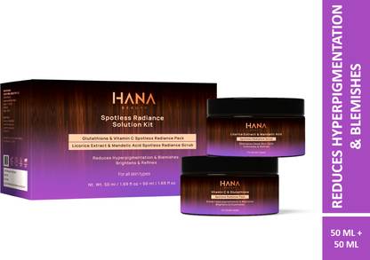 Hana Beauty Spotless Radiance Solution Kit | Pack & Scrub Combo | Reduce Spots | Bright Glow