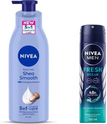 NIVEA Shea Smooth Body Lotion -400ml & Fresh Ocean Deodorant -150ml