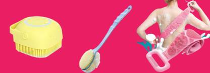 BZILO COMBO Silicone Body Scrubber Belt, TWO IN ONE LOOFAH BRUSH AND Body ScrubberFL51