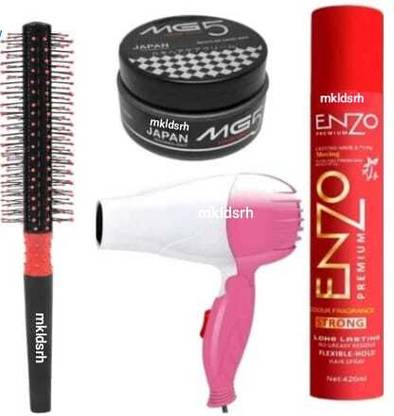 mkldsrh professional 1290 hair dryer with hair comb with mg 5 wax with enzo hair setting holding spray for hair styling