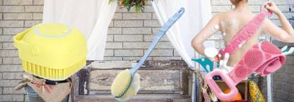 BZILO COMBO Silicone Body Scrubber Belt, TWO IN ONE LOOFAH BRUSH AND Body ScrubberFL77