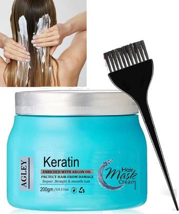 AGLEY Spa Cream for Weak & Frizzy Hair, Radiant Shine, Daily Use with Dye Brush