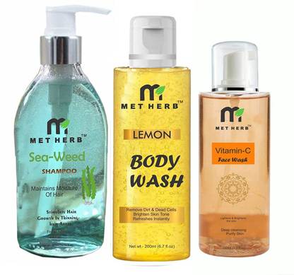 Metherb Sea weed Shampoo -300ml & Lemon body Wash-200ml & Vitamin c Face Wash-100ml (combo pack)