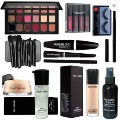 mkldsrh rose gold eyeshadow & makeup brush & lipstick eyelash kajal primer fixer foundation loose powder 3 in 1 kajal eyeliner mascara