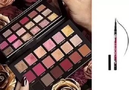 mnko Combo of Eyeshadow Palette 18 Shades + 36h eyeliner for Makeup Beauty for Women (2 Items in the set)