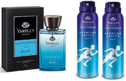 Yardley London SPORTING LEAGUE PACE DEODORANT 150ML EACH , 1 ROYALE PERFUME 50ML , PACK OF 3