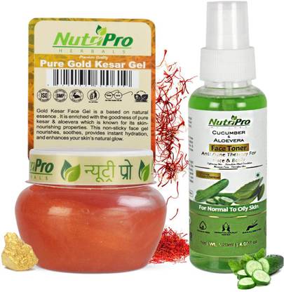 NutriPro Gold Kesar Skin Gel With Cucumber & Aloevera Face Toner