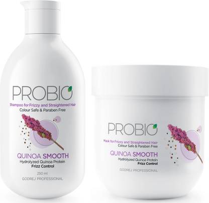 Godrej Professional Probio Quinoa Smooth Shampoo(250ml) and Mask(200g)| For Frizzy Hair