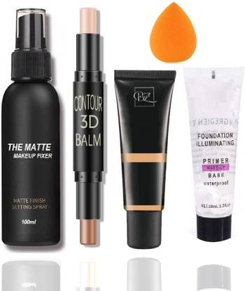Beauzy Makeup Fixer, Foundation in Tube, 3D Contour Highlighter and Mixed Vitamin Serum