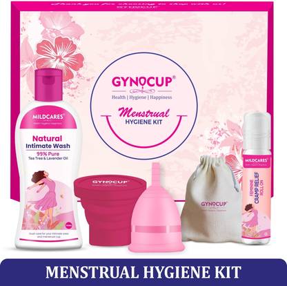 Gynocup Menstrual Cup With Female Intimate Wash & Sterilizer Container (combo)(MEDIUM)