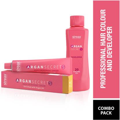 Streax Professional Argan Hair Colourant Golden Blonde+Developer 20V,250ml