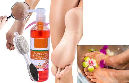 AGLEY 4 In 1 Foot Pedicure Brush, Pumice Stone, Scrubber & File For Soft Care Manicure Pedicure Shampoo