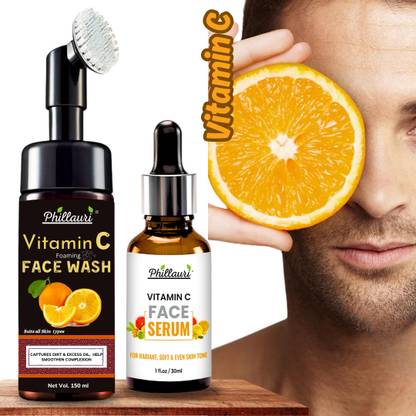 Phillauri Vitamin C Cleanser & Serum- Complete Skincare Set for Glowing Complexion