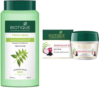 BIOTIQUE FRESH NEEM SHAMPOO 340 ML ONION HAIRMASK 175G