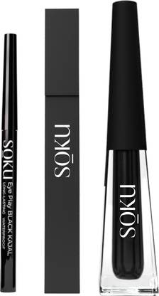 SOKU Intense Black Liquid Eyeliner Matte Black Kajal & Volume Mascara