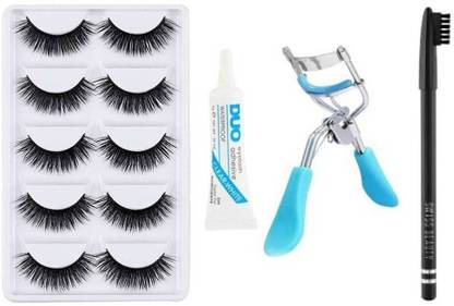 RTB 5 Pair Eyelash, Eyelash Curler, Eyelash Glue With Black Eyebrow Pencil