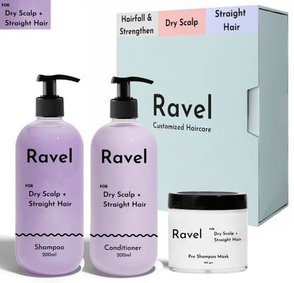 Ravel Hair Care For Dry Scalp & Straight Hair - Shampoo, Conditioner, Scalp Mask